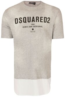 Dsquared T-shirt long grey-white Grijs 