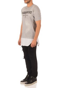 Dsquared T-shirt long grey-white Grijs 